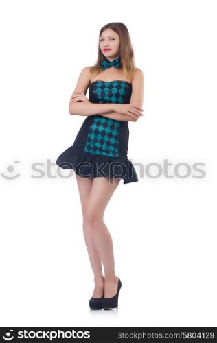 Young pretty woman isolated on white