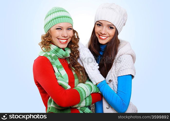 Young pretty woman with lomng hair wearing warm pullover