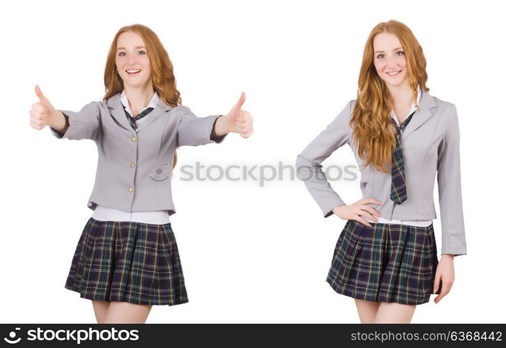 Young redhead student female isolated on white