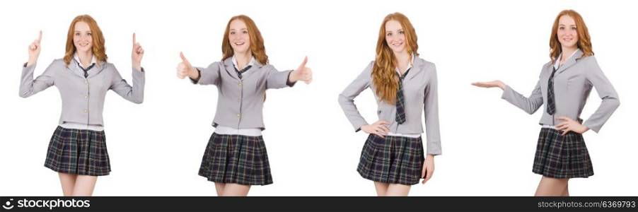 Young redhead student female isolated on white