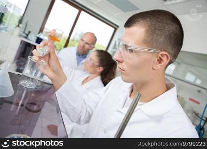 young researchers in science research project in laboratory