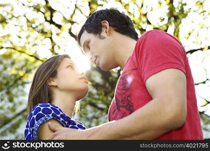 Young romantic couple in a park