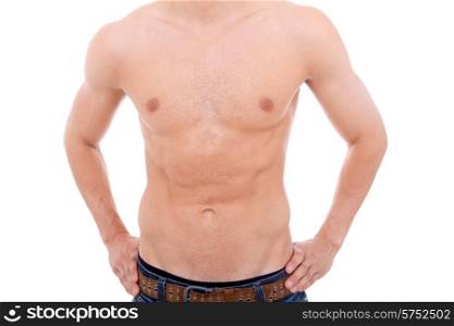 young sensual man body detail, isolated