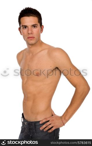 young sensual man on a whie background