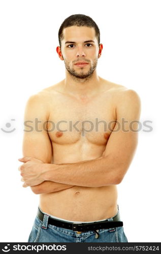 young sensual man on a white background