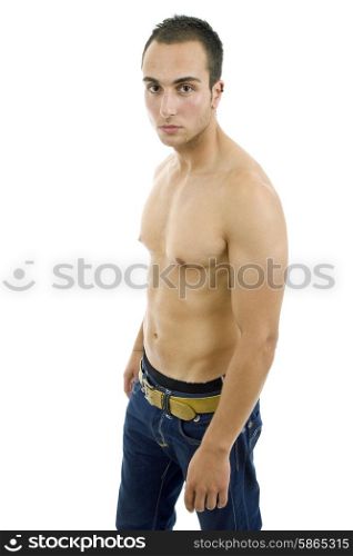 young sensual man on a white background
