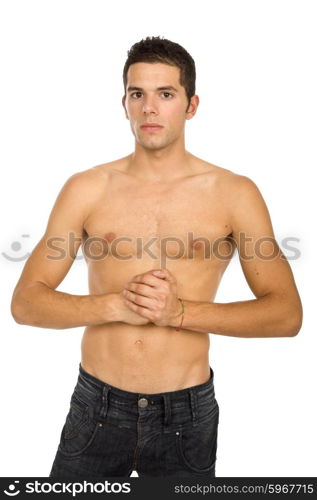 young sensual man on a white background