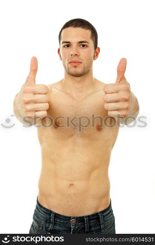 young sensual man on a white background