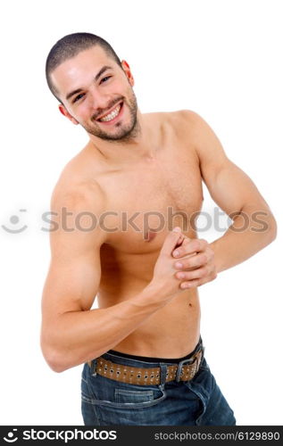 young sensual man on a white background