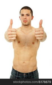 young sensual man on a white background