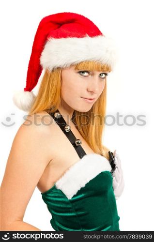 Young sexy Santa isolated a on white background