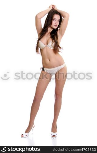 Young sexy woman in underwear - isolated on white