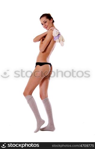 Young sexy woman in underwear - isolated on white