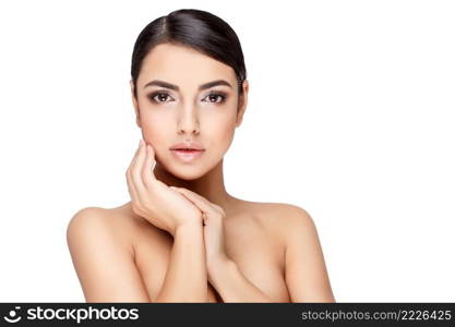 Young shirtless caucasian man isolated on white background. Young shirtless man isolated on white