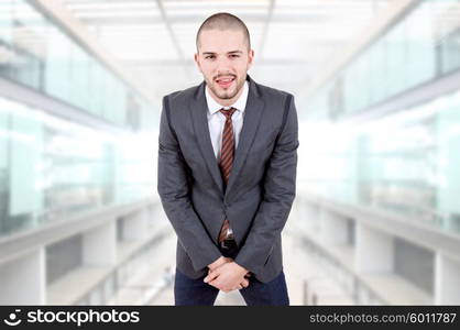 young silly business man portrait at the office