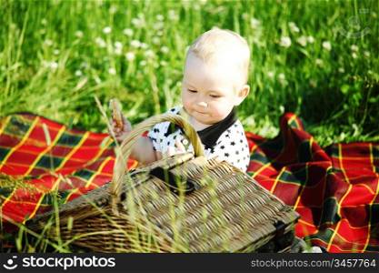 young smile boy enjoy on picnic