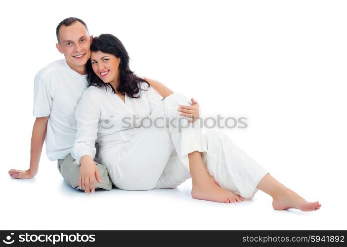 Young smiling couple isolated on white