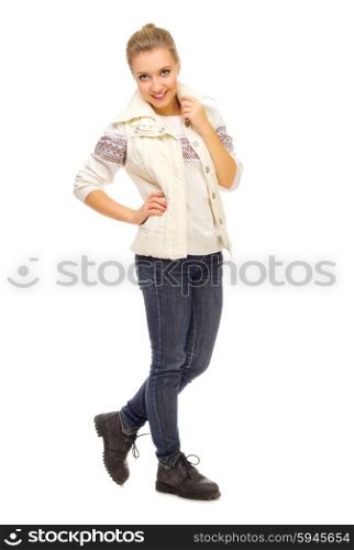 Young smiling girl isolated on white