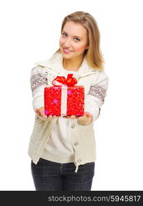 Young smiling girl with gift box