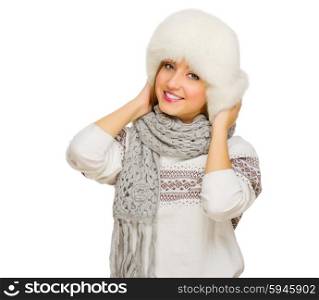 Young smiling girl with sweater isolated