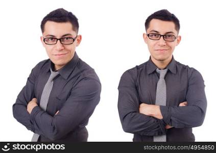 Young smiling man isolated on white