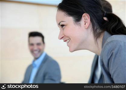 Young smiling saleswoman