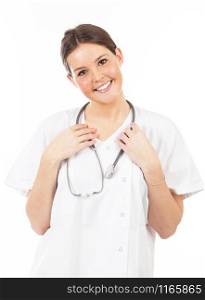 young smiling woman doctor or nurse
