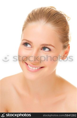 Young smiling woman isolated on white