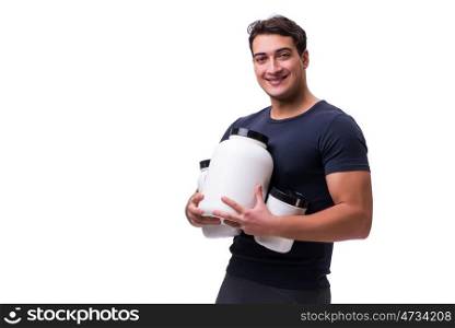 Young sportsman in food supplements concept