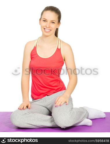 Young sporty girl isolated on white