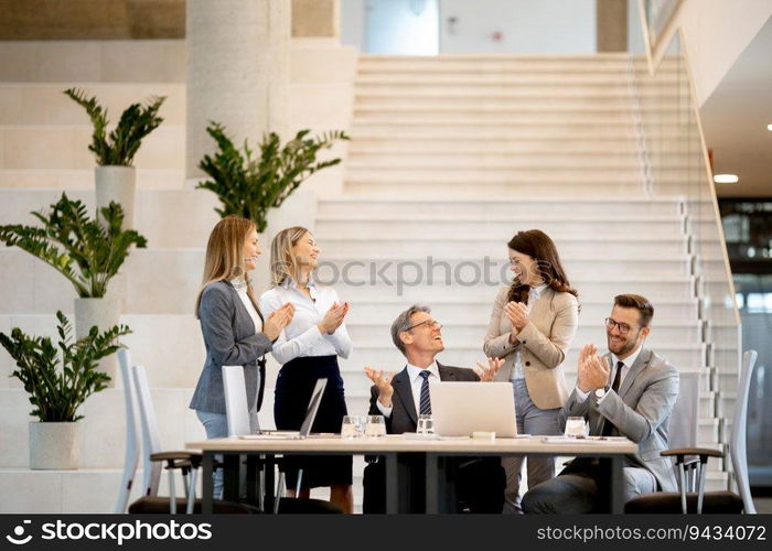 Young startup team working in the modern office