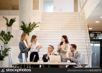 Young startup team working in the modern office