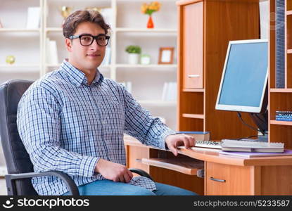 Young student at computer table