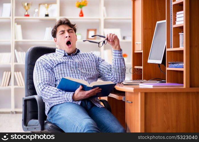 Young student at computer table