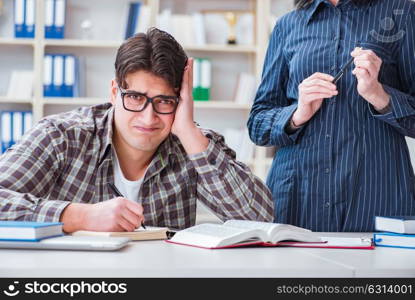 Young student during individual tutoring lesson