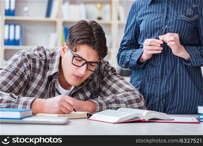 Young student during individual tutoring lesson