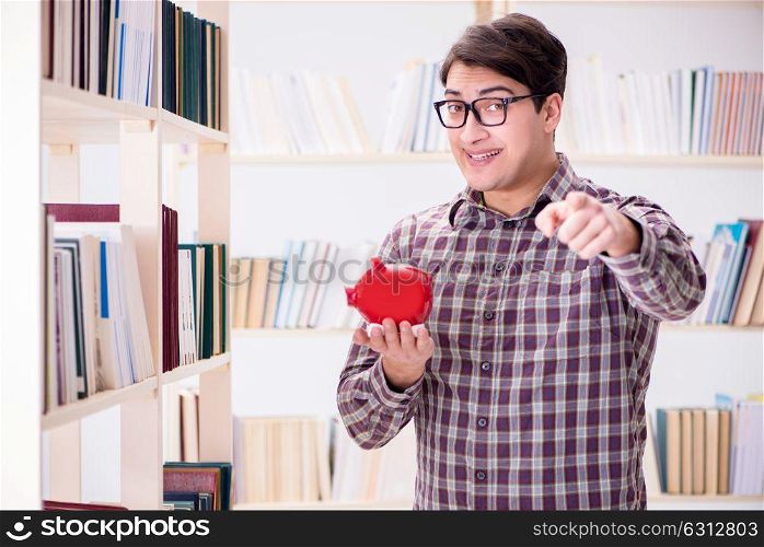 Young student in expensive textbooks concept