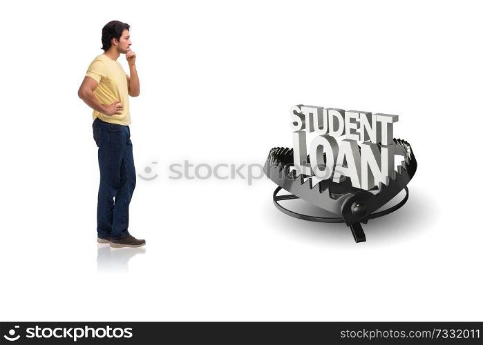 Young student in loan and debt concept