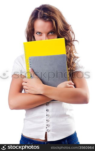 Young student isolated on the white