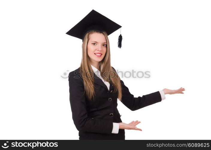 Young student isolated on the white