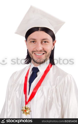 Young student isolated on the white