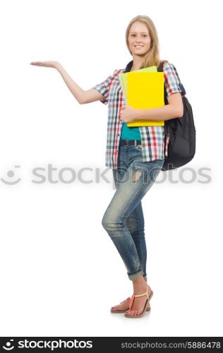 Young student isolated on white