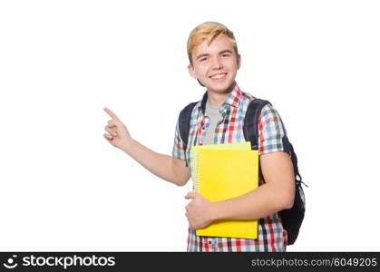 Young student isolated on white