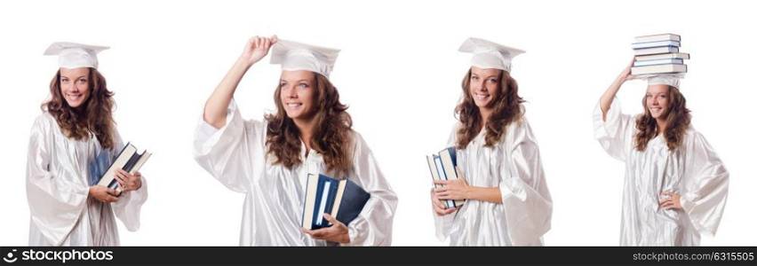 Young student isolated on white