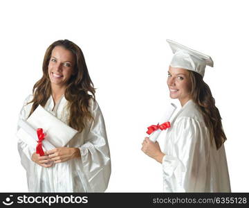 Young student isolated on white