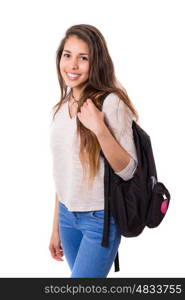 Young student posing over a white background