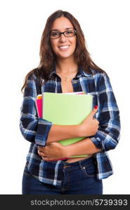 Young student posing over a white background