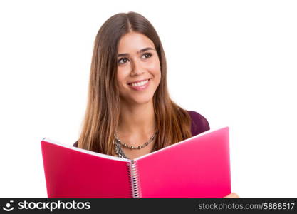 Young student posing over a white background