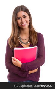 Young student posing over a white background