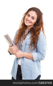 Young student posing over a white background